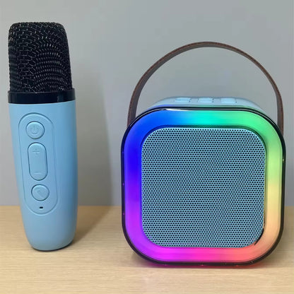 K12 Portable Bluetooth Speaker with Wireless Mic | RGB LED Lights | High Bass Rechargeable Karaoke Speaker for Kids, Home & Outdoor Parties